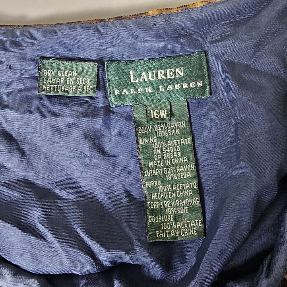 Lauren Ralph Lauren Silk Velvet Skirt 16W Paisley Brown Lining Knee Length Party - Picture 4 of 7